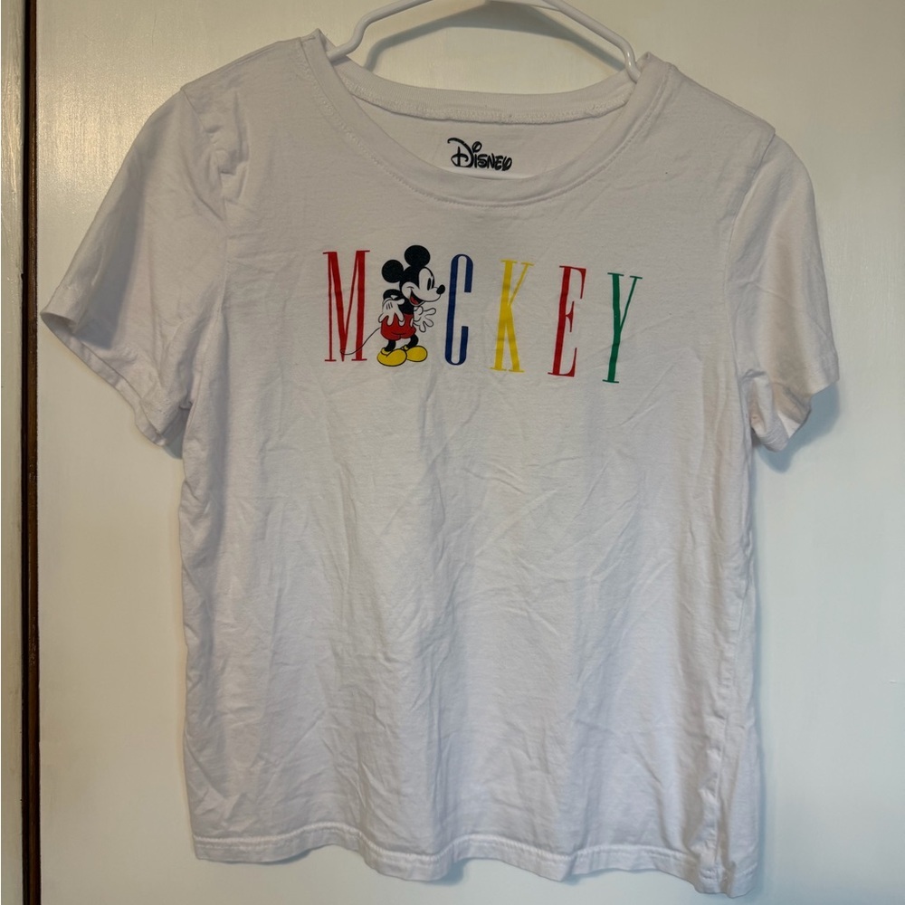 Disney White Tee with Colorful Mickey Lettering